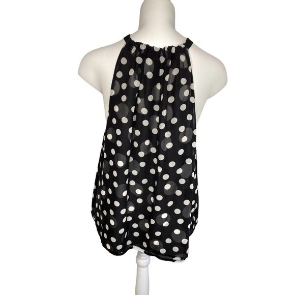 STYLE & CO Black with White Polka Dots High Neck Silk Sleeveless sz 14 - Picture 3 of 6